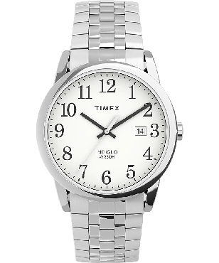 Timex Easy Reader Men s Watch silver tone expansion strap 30M